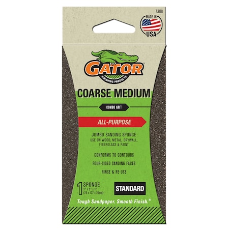 Gator Finishing All-Purpose Jumbo Sanding Sponge, Coarse/Medium Combo Grit 7308